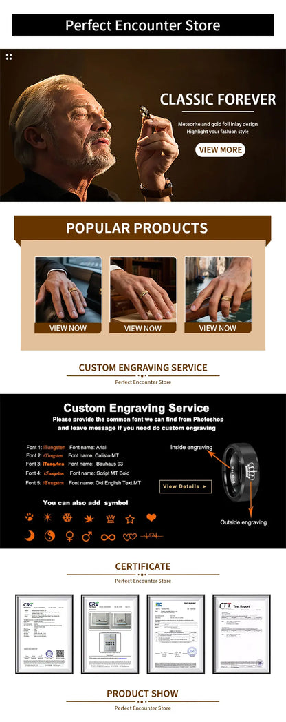 HypeHub Men's Tungsten Carbide Wedding Band – Meteorite Engagement Ring