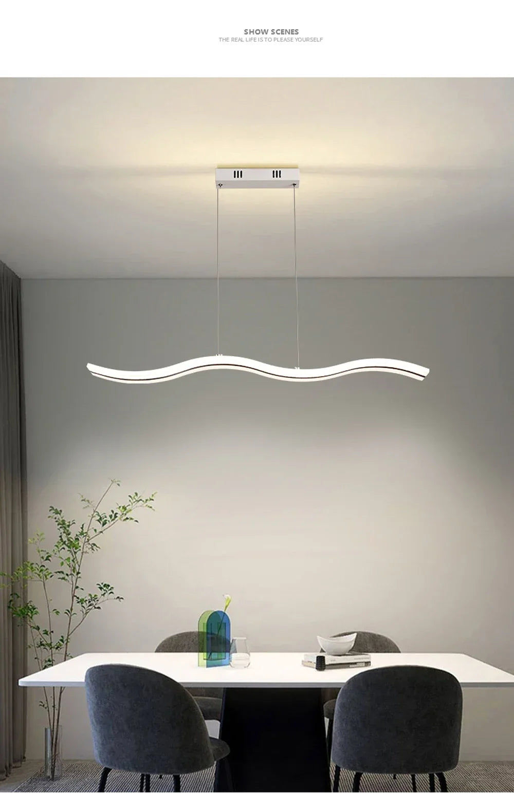 Qyartistry Modern LED Chandelier – Polished Chrome Linear Pendant Lamp
