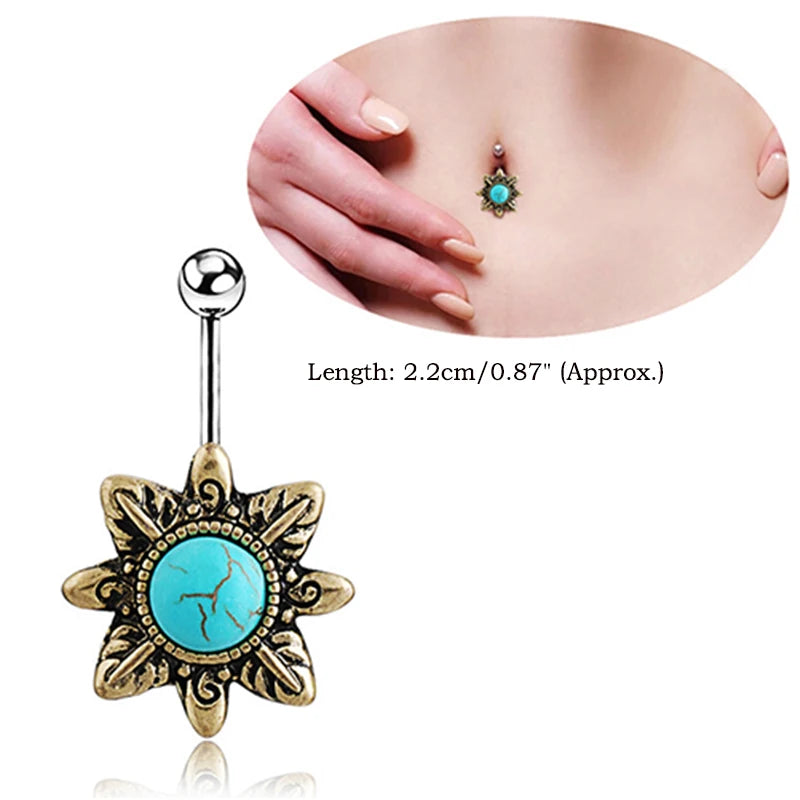 BLUELANS Rhinestone Double Cross Dangle Navel Ring – Surgical Steel Belly Button Piercing