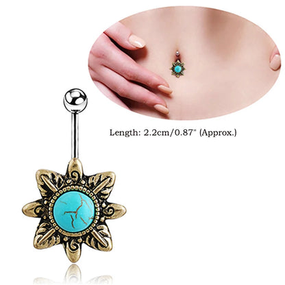 BLUELANS Rhinestone Double Cross Dangle Navel Ring – Surgical Steel Belly Button Piercing