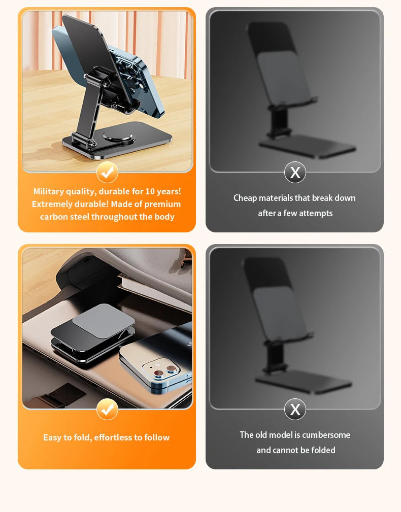 VIKEFON Universal Aluminum Alloy Foldable Phone & Tablet Stand – Adjustable