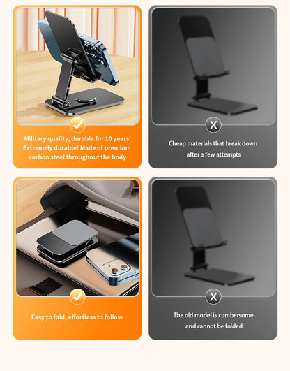 VIKEFON Universal Aluminum Alloy Foldable Phone & Tablet Stand – Adjustable