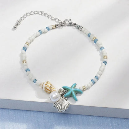 MOONBIFFY Bohemian Shell Bead Bracelet – Women's Ocean Star Turtle Woven
