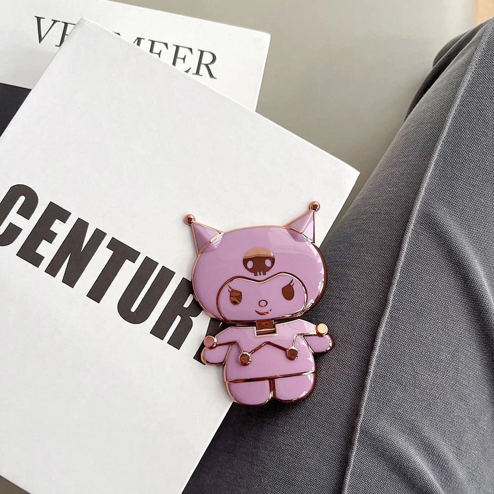 Sanrio Kuromi Phone Holder with Makeup Mirror – Rotatable Stand
