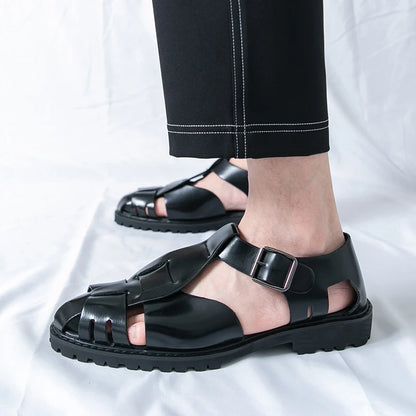 Summer Fashion New Men Gladiators Gold Buckle Platform Casual Shoes Breathable Beach Sandals Outdoor Slippers Plus Size