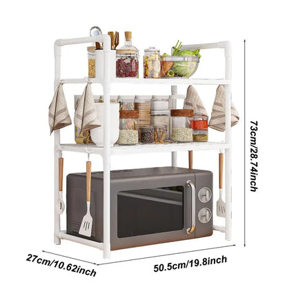 HypeHub Multi-Layer Metal Microwave Oven Rack – Adjustable Kitchen Storage