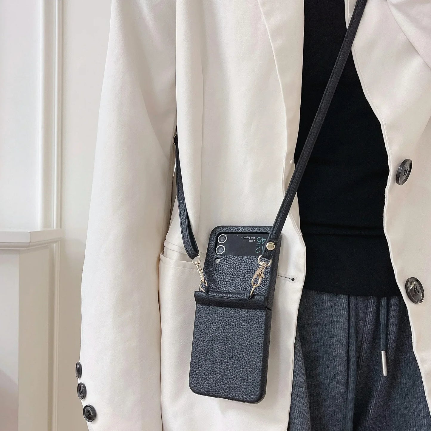 szHAIyu Crossbody PU Leather Phone Case for Samsung Galaxy Z Flip 6 5 4 3