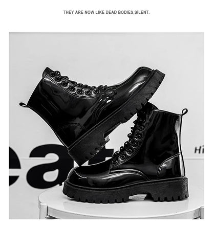 Hot Sale High Top Casual Boots Men's Shoes NewFashion Thick Bottom Motorcycle Ankle Boot for Men Winter Boots Man Shoes Lace-Up
