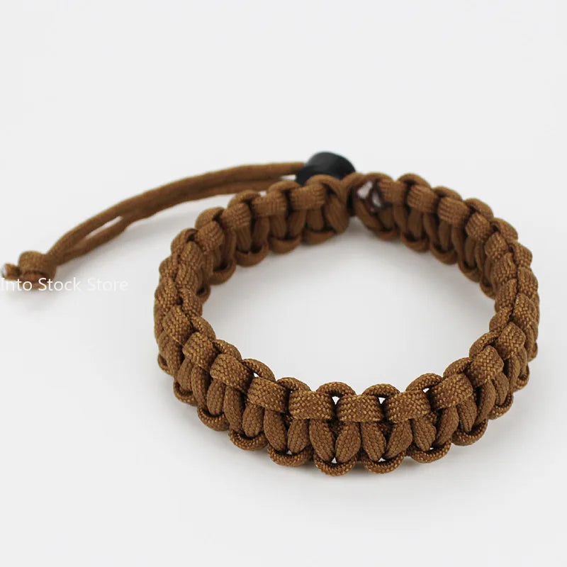 Adjustable Men Women Survival Emergency Bracelet Paracord Bracelet Weaving Wristband for Camping Hiking Outdoor Tool Accessories