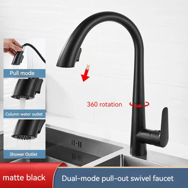 HypeHub Pull-Out Kitchen Faucet – Single Handle Hot & Cold Mixer