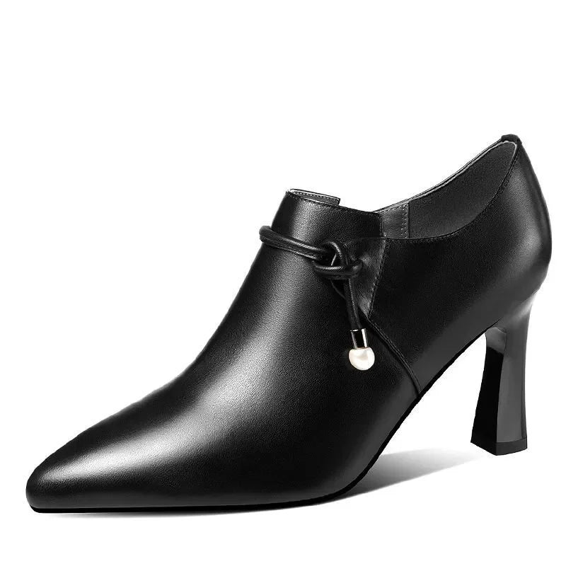 Women Fashion High Quality Brown Stiletto Heel Ankle Boots Lady Casual Black Patent Leather Autumn Shoes