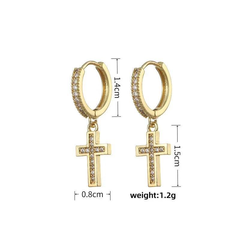 HypeHub Color Diamond Cross Hoop Earrings – American Style Ear Clip