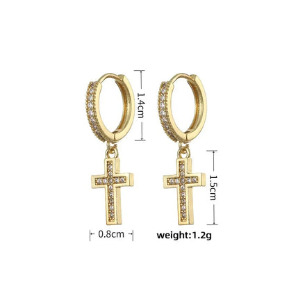 HypeHub Color Diamond Cross Hoop Earrings – American Style Ear Clip
