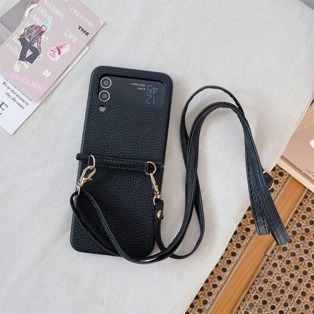 szHAIyu Crossbody PU Leather Phone Case for Samsung Galaxy Z Flip 6 5 4 3