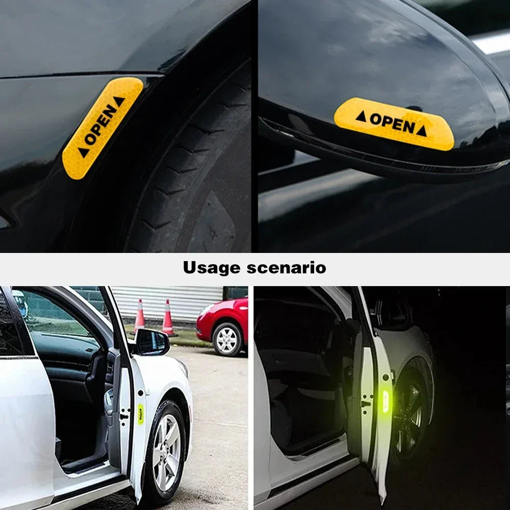 Reflective Car Door Sticker Safety Opening Warning Reflector Tape Decal Auto Car Accessories Exterior Interior Reflector Sticker