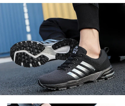 Men Sneakers Fashion Breathable Mesh Comfortable Black Sports Shoes Anti-Slip Outdoor Casual Running Mens Shoe Zapatillas Hombre