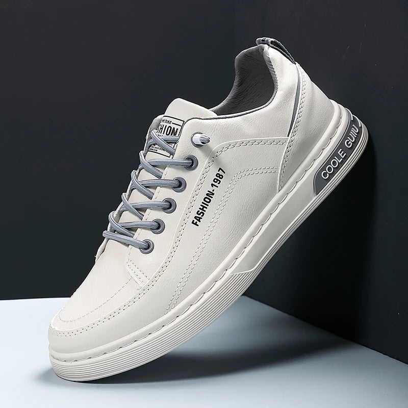 Men's Casual Leather Sneakers Waterproof Vulcanized Shoes Men Comforthable Spring Sneakers Casual Shoes zapatos altos hombre