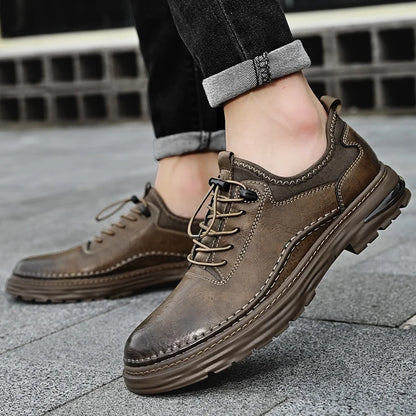 Solid Color Casual Board Shoes Versatile Trendy Sports Sneakers Fashion Lace Up Mens Oxford Shoes Retro Style Male Business Shoe