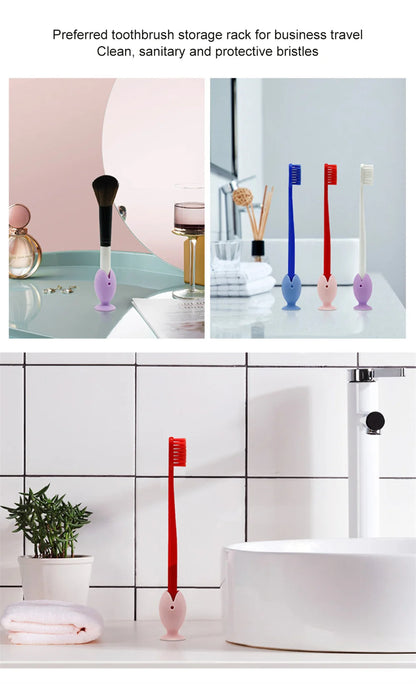Tooth Brush Cover Caps Stand Cute Standing Portable Travel Toothbrush Head Cover Cute Fish Shape Silicone Suction Cup Toothbrush