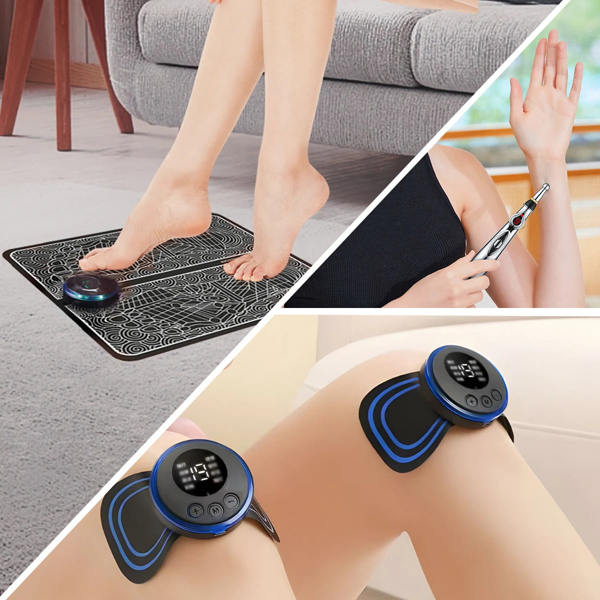 3PCS Home Massager Set EMS Foot Therapy Massager Multi-function Electronic Massage Pen to Relieve Shoulder Neck Waist Back Pain