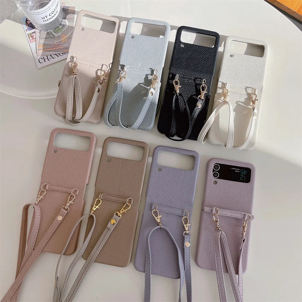 szHAIyu Crossbody PU Leather Phone Case for Samsung Galaxy Z Flip 6 5 4 3