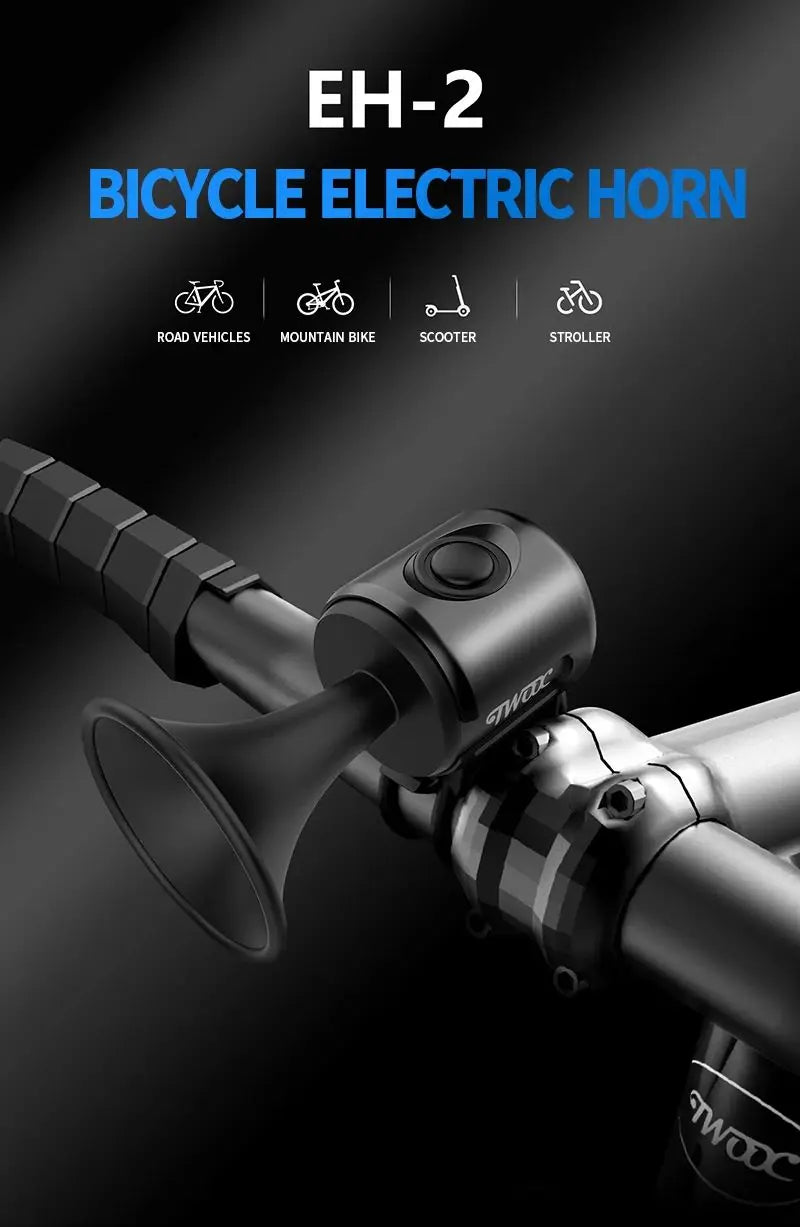 TWOOC 120dB Electric Bicycle Horn – Loud Warning for Road & MTB Bikes