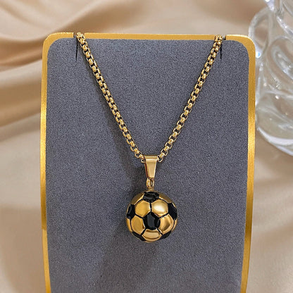 Flashbuy Stainless Steel Soccer Football Pendant Necklace for Men & Women