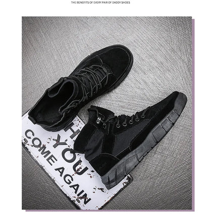 Men Combat Boots Summer Breathable Comfortable Canvas Men Ankle Boots Casual Lightweight Outdoor Jogging Platform Mesh Men Boots