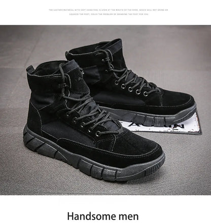 Men Combat Boots Summer Breathable Comfortable Canvas Men Ankle Boots Casual Lightweight Outdoor Jogging Platform Mesh Men Boots