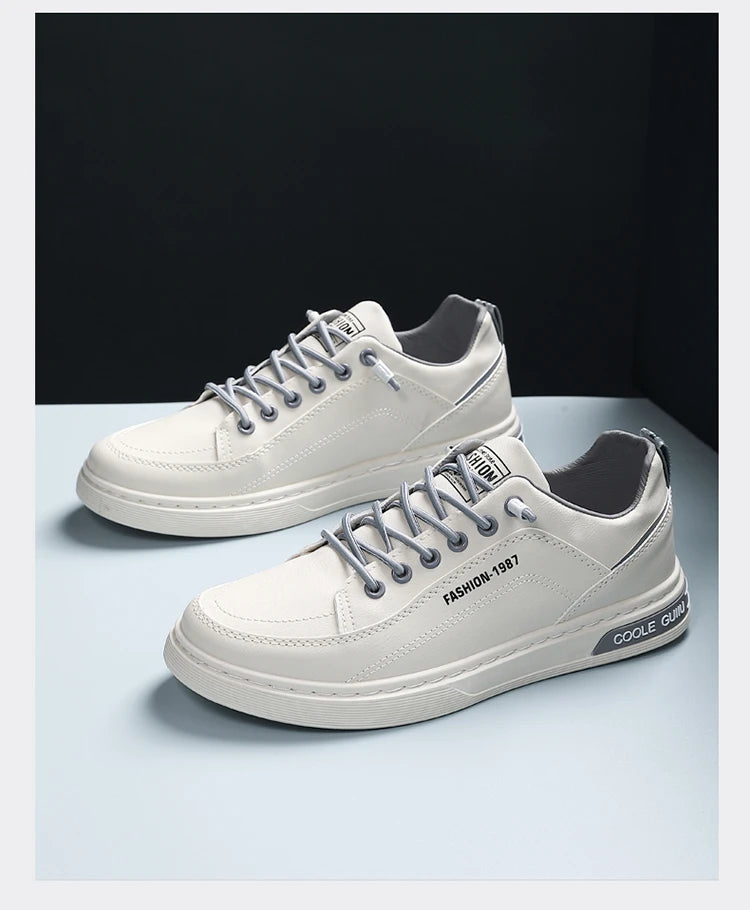 Men's Casual Leather Sneakers Waterproof Vulcanized Shoes Men Comforthable Spring Sneakers Casual Shoes zapatos altos hombre