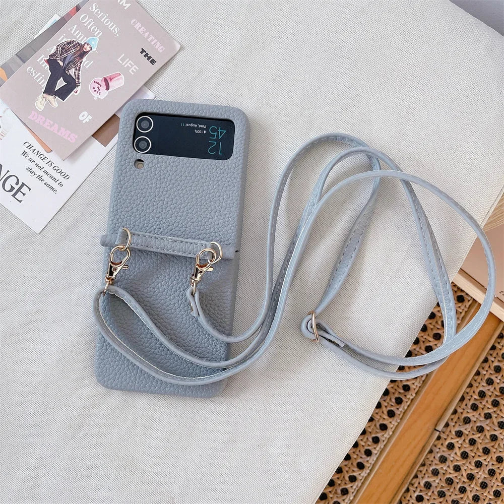 szHAIyu Crossbody PU Leather Phone Case for Samsung Galaxy Z Flip 6 5 4 3