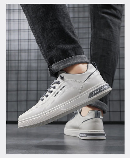 Men's Casual Leather Sneakers Waterproof Vulcanized Shoes Men Comforthable Spring Sneakers Casual Shoes zapatos altos hombre