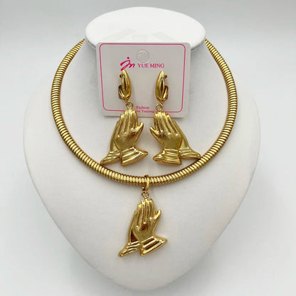 YMChoice Dubai 18K Gold Plated Water Drop Necklace & Earrings Set