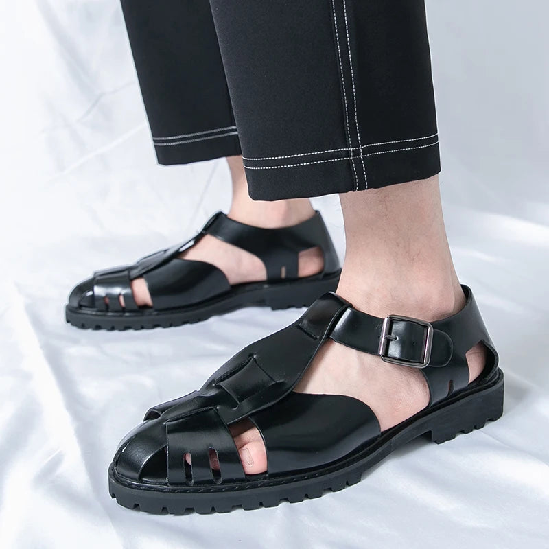 Summer Fashion New Men Gladiators Gold Buckle Platform Casual Shoes Breathable Beach Sandals Outdoor Slippers Plus Size