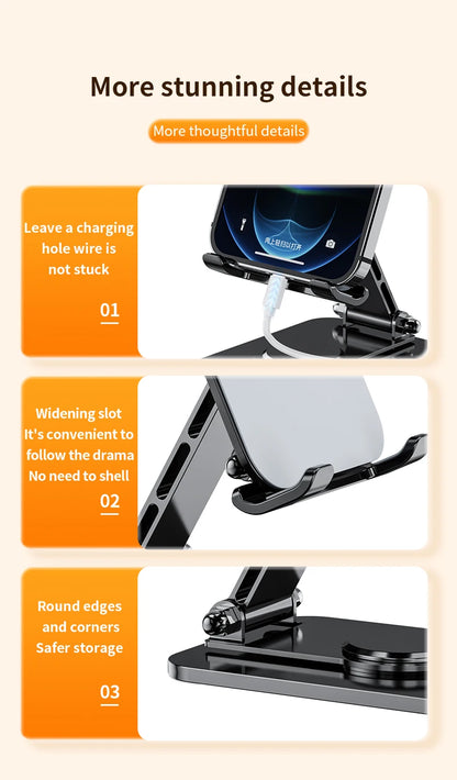 VIKEFON Universal Aluminum Alloy Foldable Phone & Tablet Stand – Adjustable