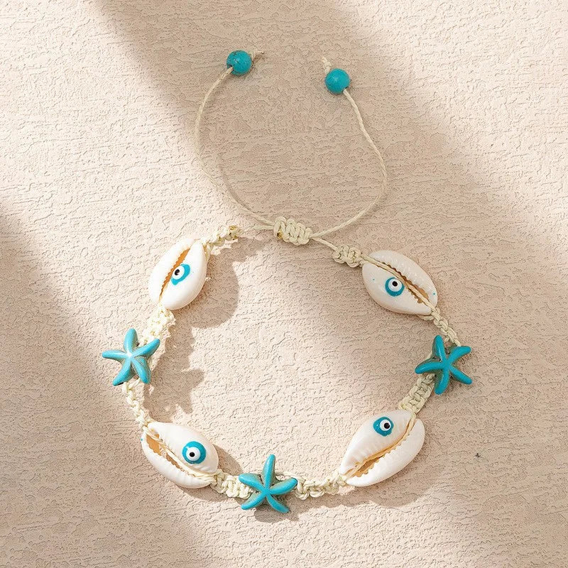 MOONBIFFY Bohemian Shell Bead Bracelet – Women's Ocean Star Turtle Woven