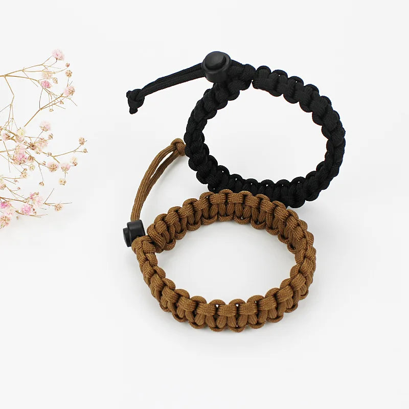 Adjustable Men Women Survival Emergency Bracelet Paracord Bracelet Weaving Wristband for Camping Hiking Outdoor Tool Accessories