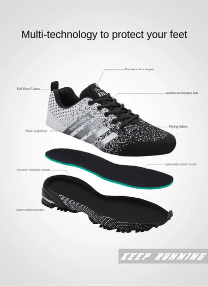 Men Sneakers Fashion Breathable Mesh Comfortable Black Sports Shoes Anti-Slip Outdoor Casual Running Mens Shoe Zapatillas Hombre