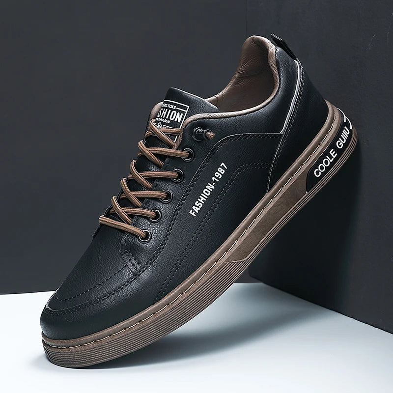 Men's Casual Leather Sneakers Waterproof Vulcanized Shoes Men Comforthable Spring Sneakers Casual Shoes zapatos altos hombre