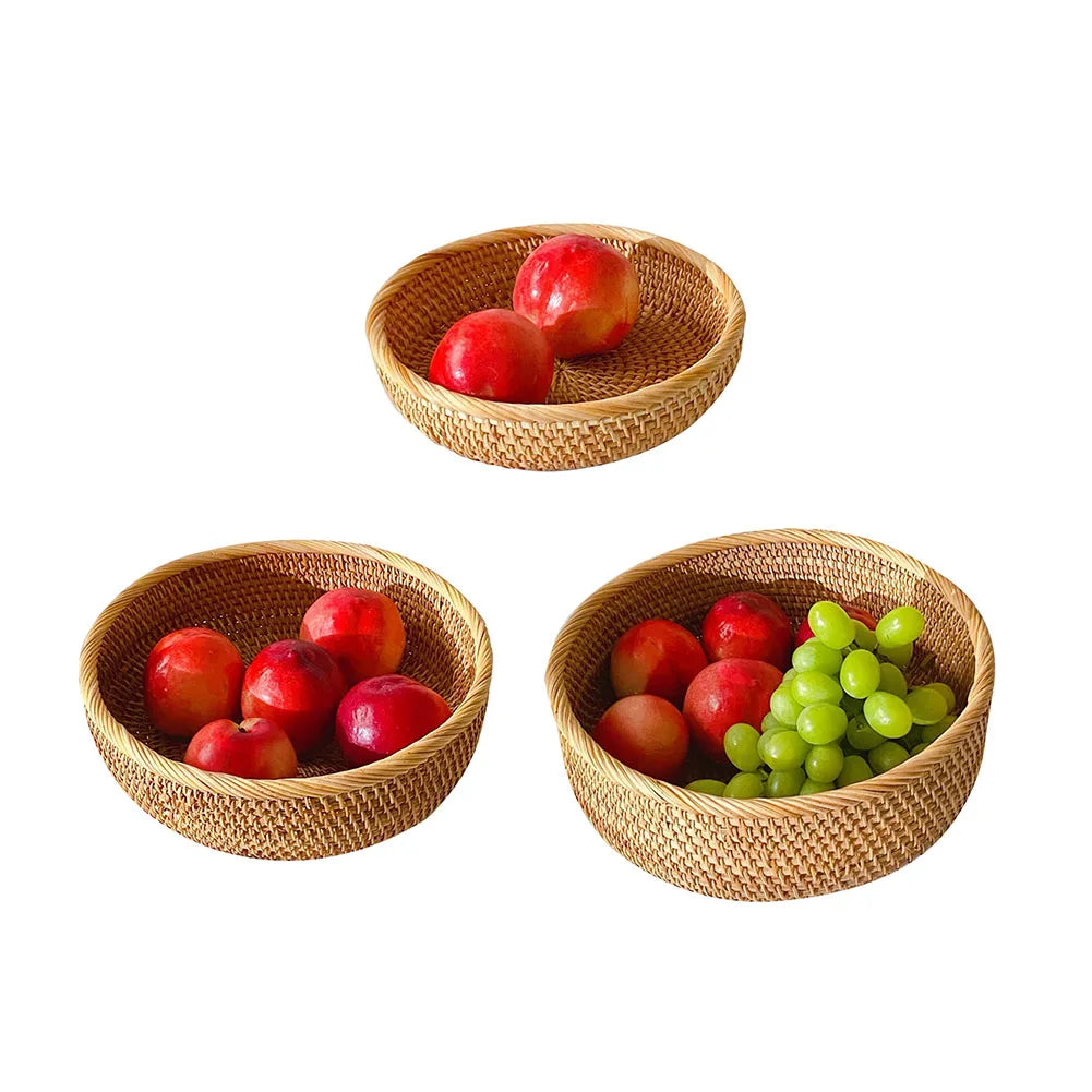 Shunmaii Hand-Woven Rattan Storage Basket – Natural Food Platter & Tray