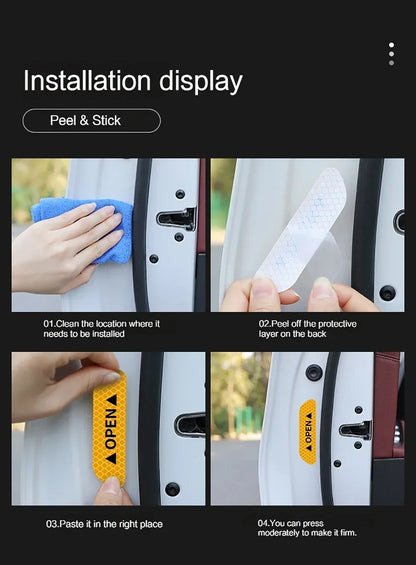 Reflective Car Door Sticker Safety Opening Warning Reflector Tape Decal Auto Car Accessories Exterior Interior Reflector Sticker