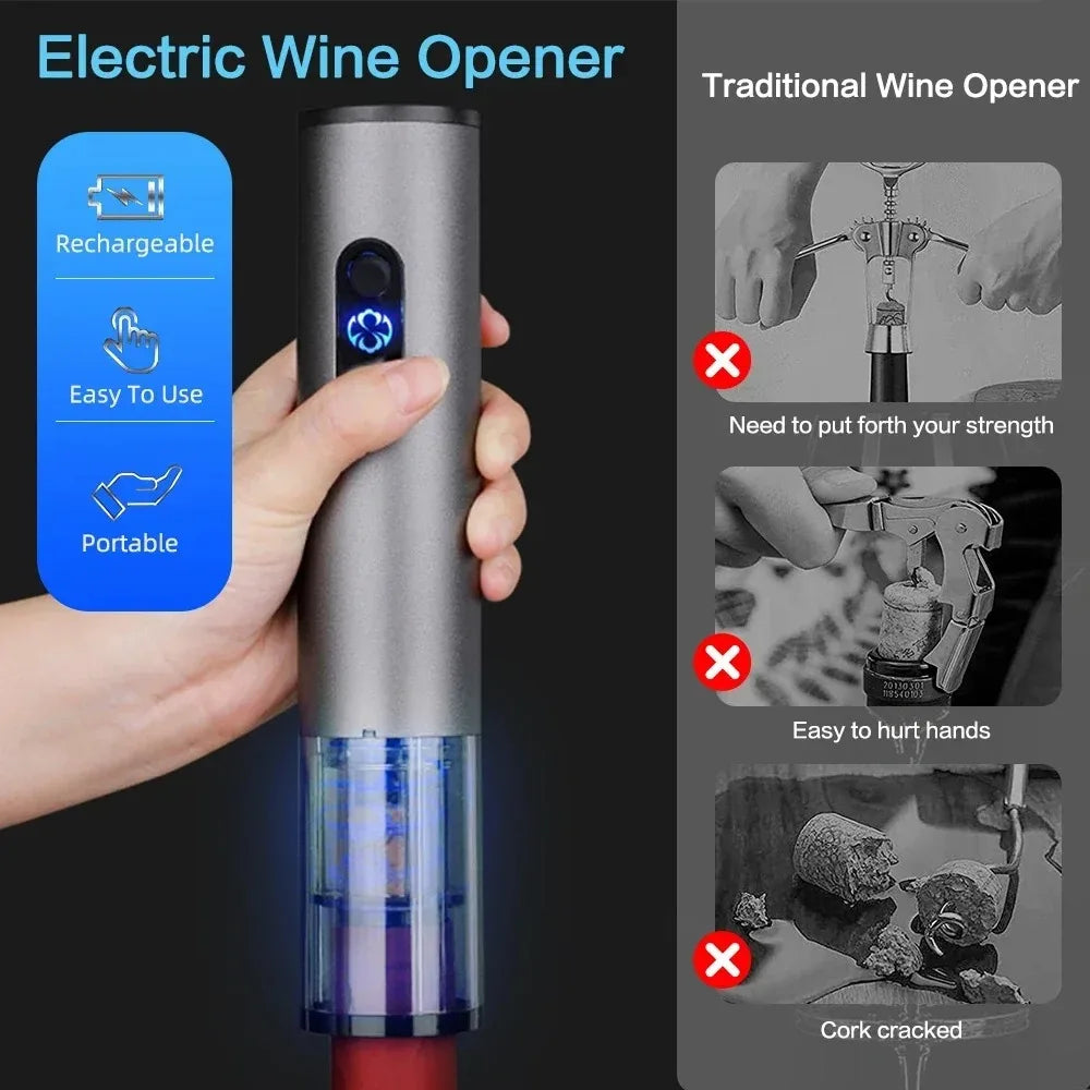 FENSTOEN Electric Wine Bottle Opener – USB Rechargeable Automatic Corkscrew