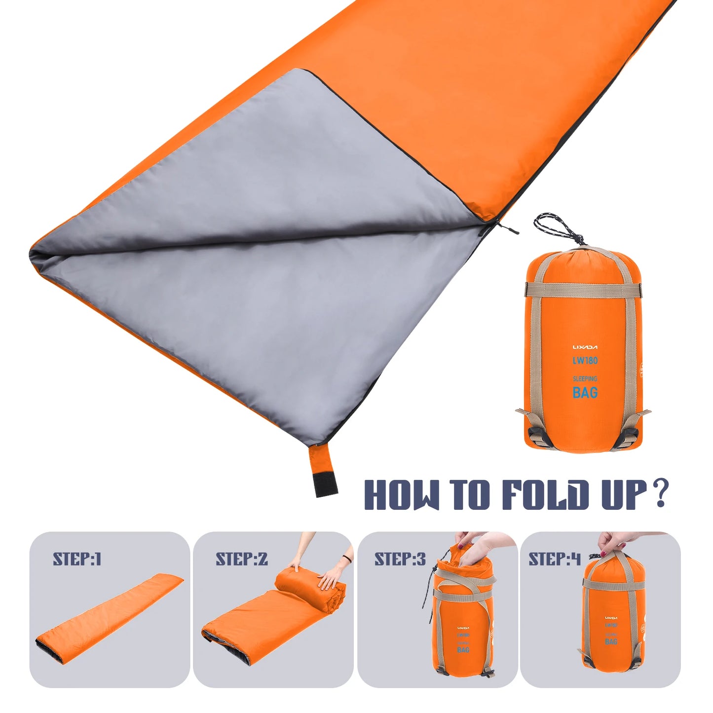 Lixada 190 * 75cm Outdoor Envelope Sleeping Bag Camping Travel Hiking Multifunction Ultra-light 680g