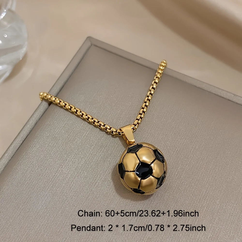 Flashbuy Stainless Steel Soccer Football Pendant Necklace for Men & Women