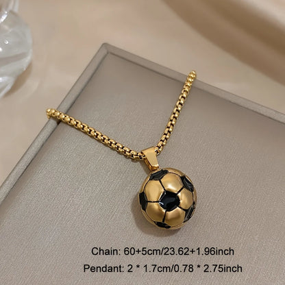 Flashbuy Stainless Steel Soccer Football Pendant Necklace for Men & Women