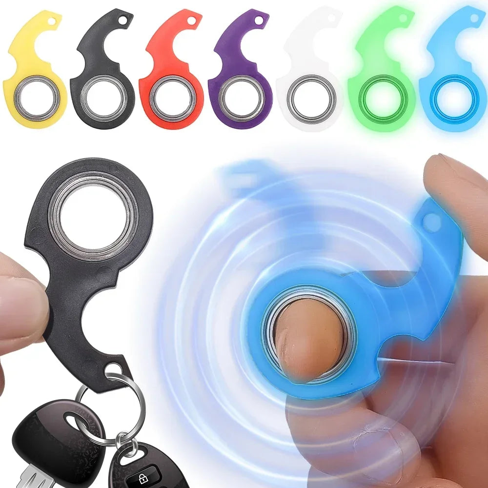 Spinner Stress Toy Metal Idget Toys Kids Fingertip Spinning Keyring Finger Fidget Ring Relieve Boredom Party Gifts Keychain