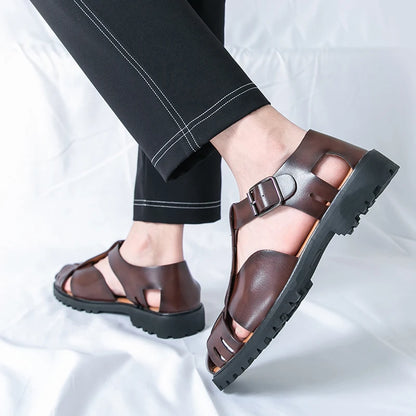 Summer Fashion New Men Gladiators Gold Buckle Platform Casual Shoes Breathable Beach Sandals Outdoor Slippers Plus Size