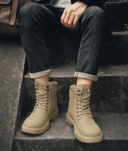 Men's Works Boots Spring Autumn Anti-slip Waterproof Male Sneakers Desert Tactical Boots Outdoor Travel Wear-resistant Man Shoes