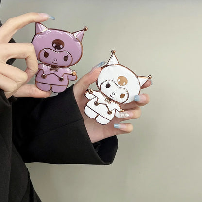 Sanrio Kuromi Phone Holder with Makeup Mirror – Rotatable Stand