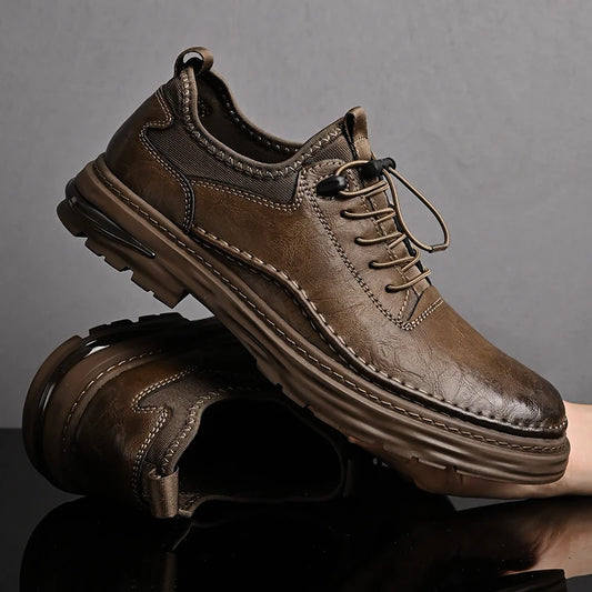 Solid Color Casual Board Shoes Versatile Trendy Sports Sneakers Fashion Lace Up Mens Oxford Shoes Retro Style Male Business Shoe